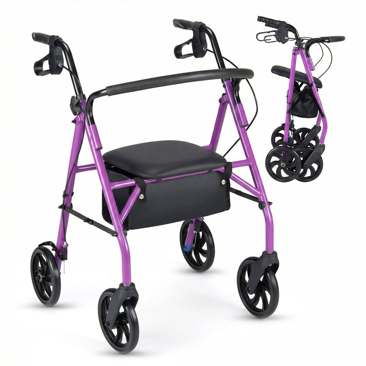 Rollator Walker with Seat and Height Adjustable Handles