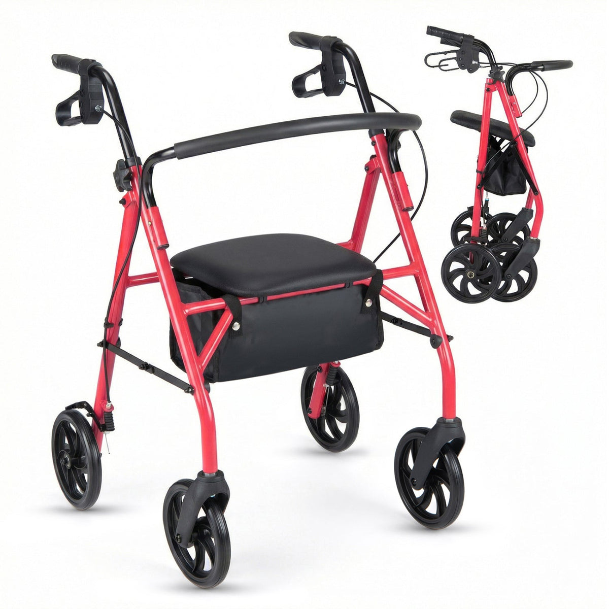 Rollator Walker with Seat and Height Adjustable Handles