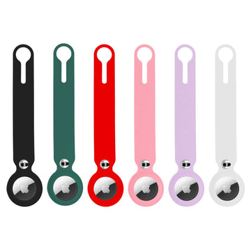 6-Pack: Protective Leather Case Cover For AirTags With Collapsible Loop Anti-Scratch AirTag Keychain