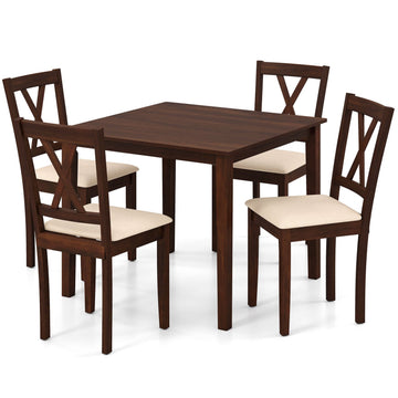 Square Kitchen Table and 4 Armless Chairs Set for 4
