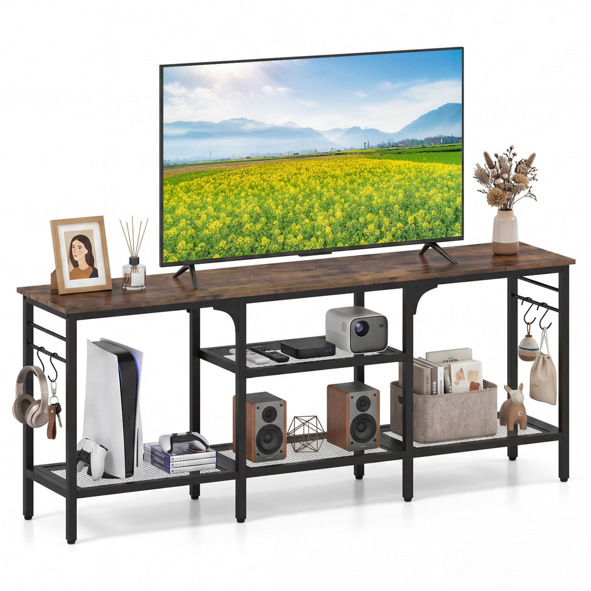TV Stand for TVs up to 65 Inch with 3-Tier Open Shelves