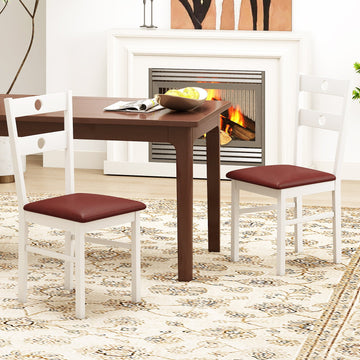 Wooden Dining Chairs Set of 2 Armless Kitchen Chairs with Hollowed Backrest
