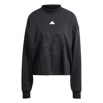 adidas Womens Printed French Terry Loose Sweatshirt Black X-Large