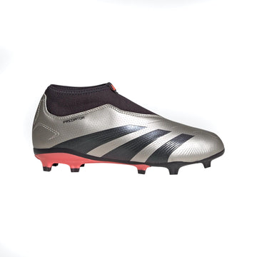 adidas Predator League Laceless Firm Ground Sneaker Platin Metallic/Aurora Black/Turbo 4 US Unisex Big Kid