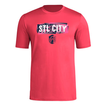 adidas Mens Long Sleeve Pre-Game T-Shirt Power Pink/St. Louis City Sc X-Large