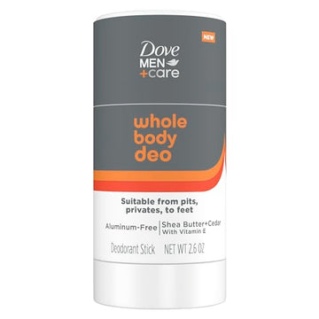 Dove Men+Care Whole Body Deo Aluminum-Free Deodorant Stick Shea Butter + Cedar from Pits Privates to Feet with Vitamin E 2.6 oz