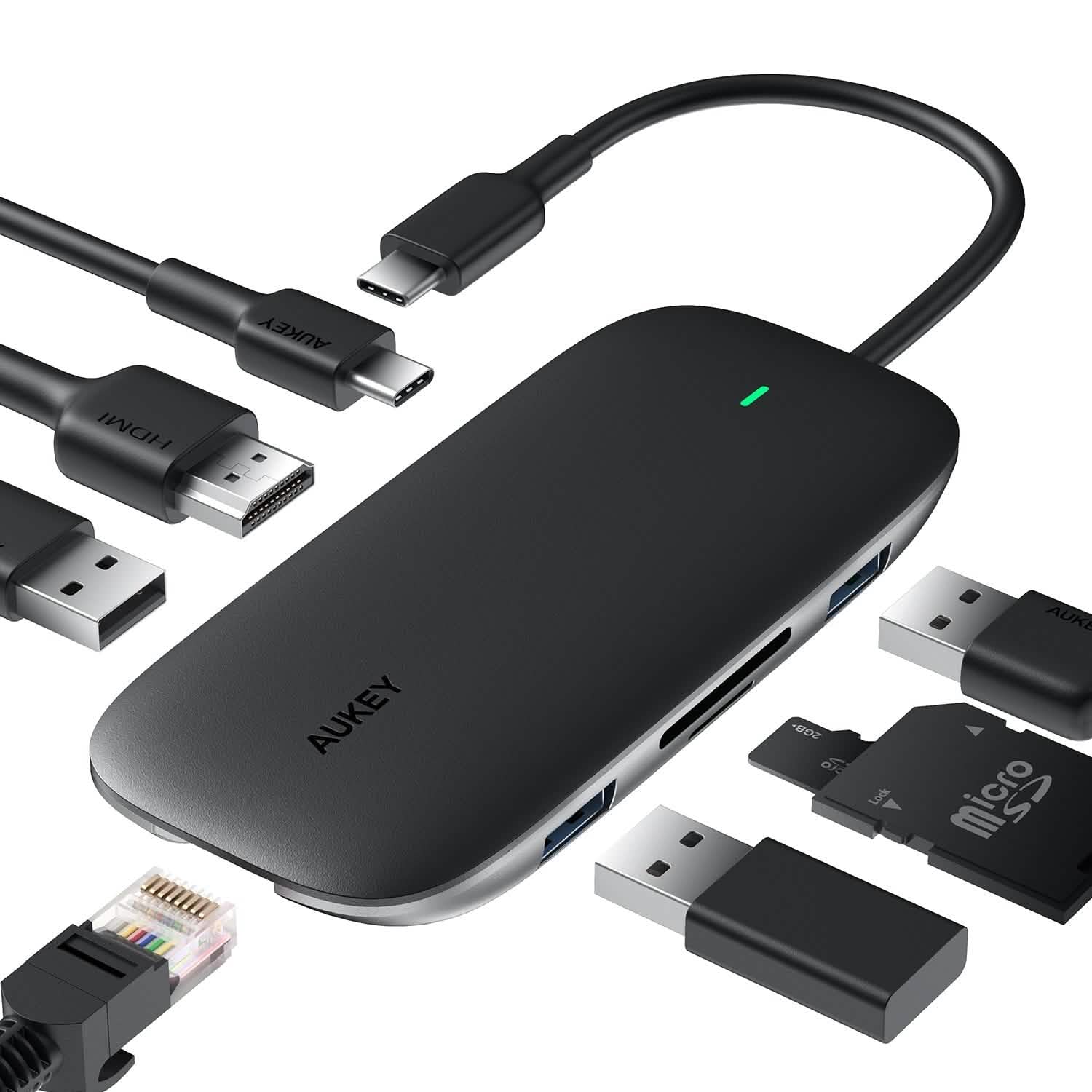 AUKEY CBC71 8 in 1 USB C Hub with Ethernet Port