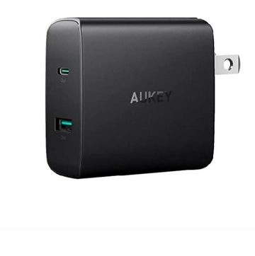 Aukey USB Wall Charger, Dual Port, USB-C 46W Power Delivery (Refurbished)