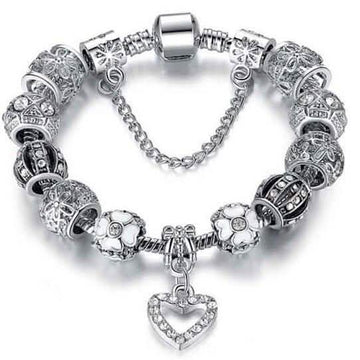 Austrian Crystal Heart Charm Bracelet