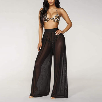 Awoscut Women See Through Sheer Mesh Pants