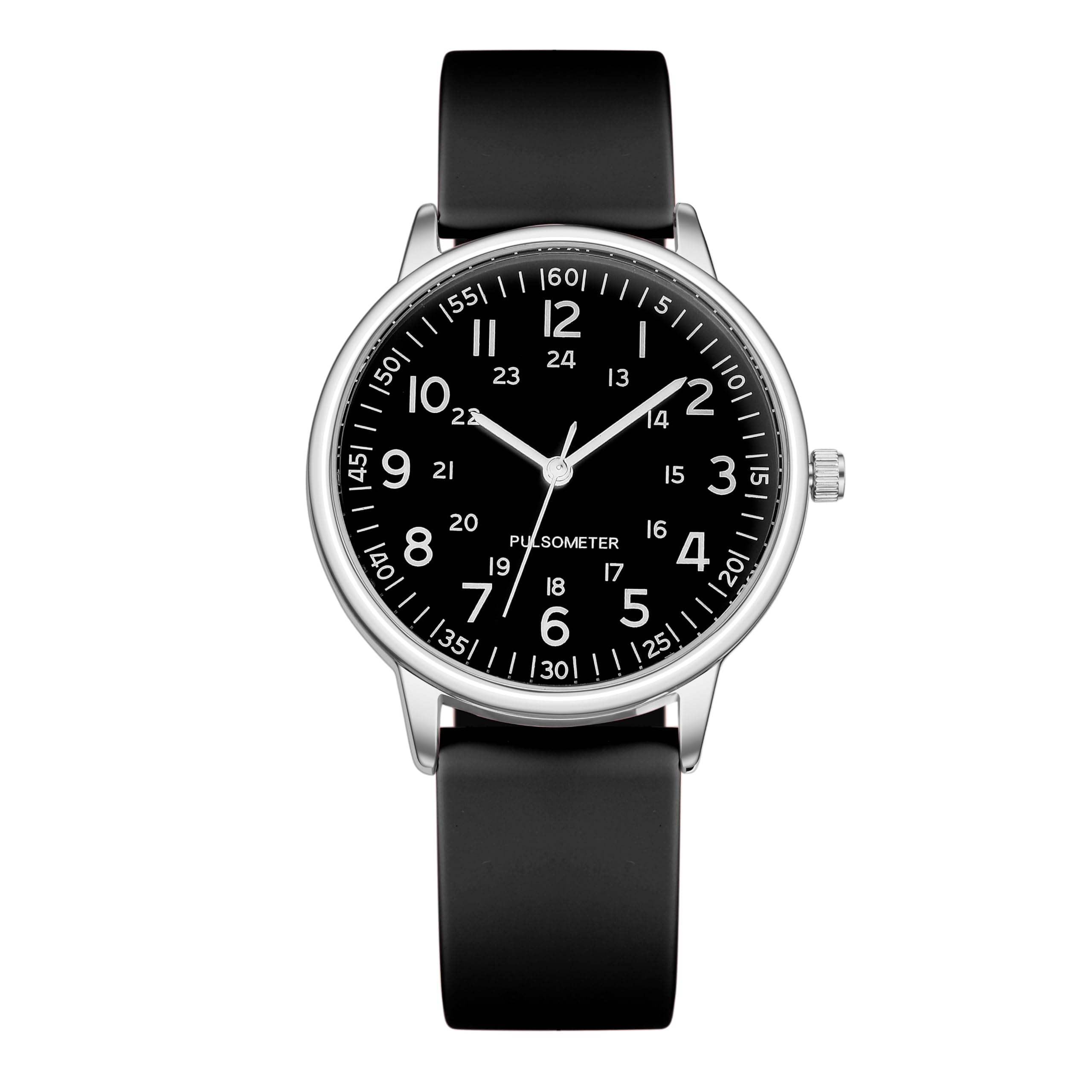 LAIMAI Womens Quartz Watches Nurses and Doctors Ladies Luminous Easy Reader Watch Dial Silicone Watch Waterproof（0077 BK BK）