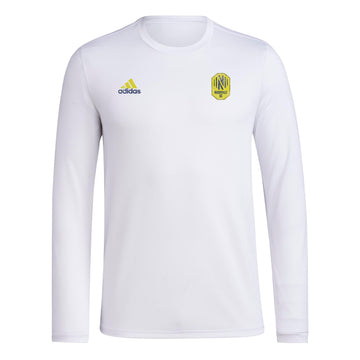 adidas Mens SC Long Sleeve Pre-Game T-Shirt White/Nashville Soccer Club 3X-Large