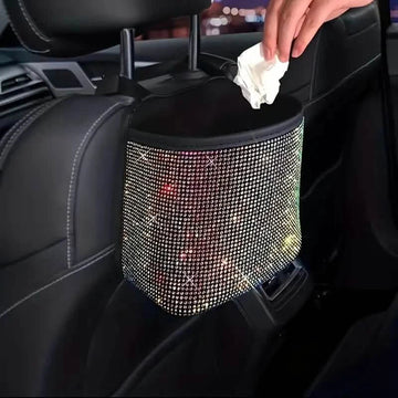 Bling Rhinestones Car Trash Can