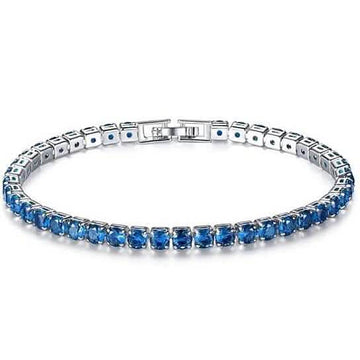 Blue Sapphire Round Cut Tennis Bracelet in White Gold