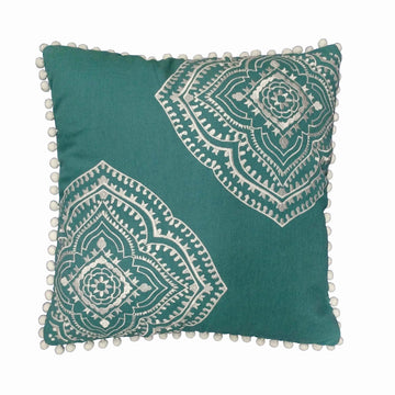 Brooklyn Flat Valencia Embroidered Pom Pom Decorative Pillow
