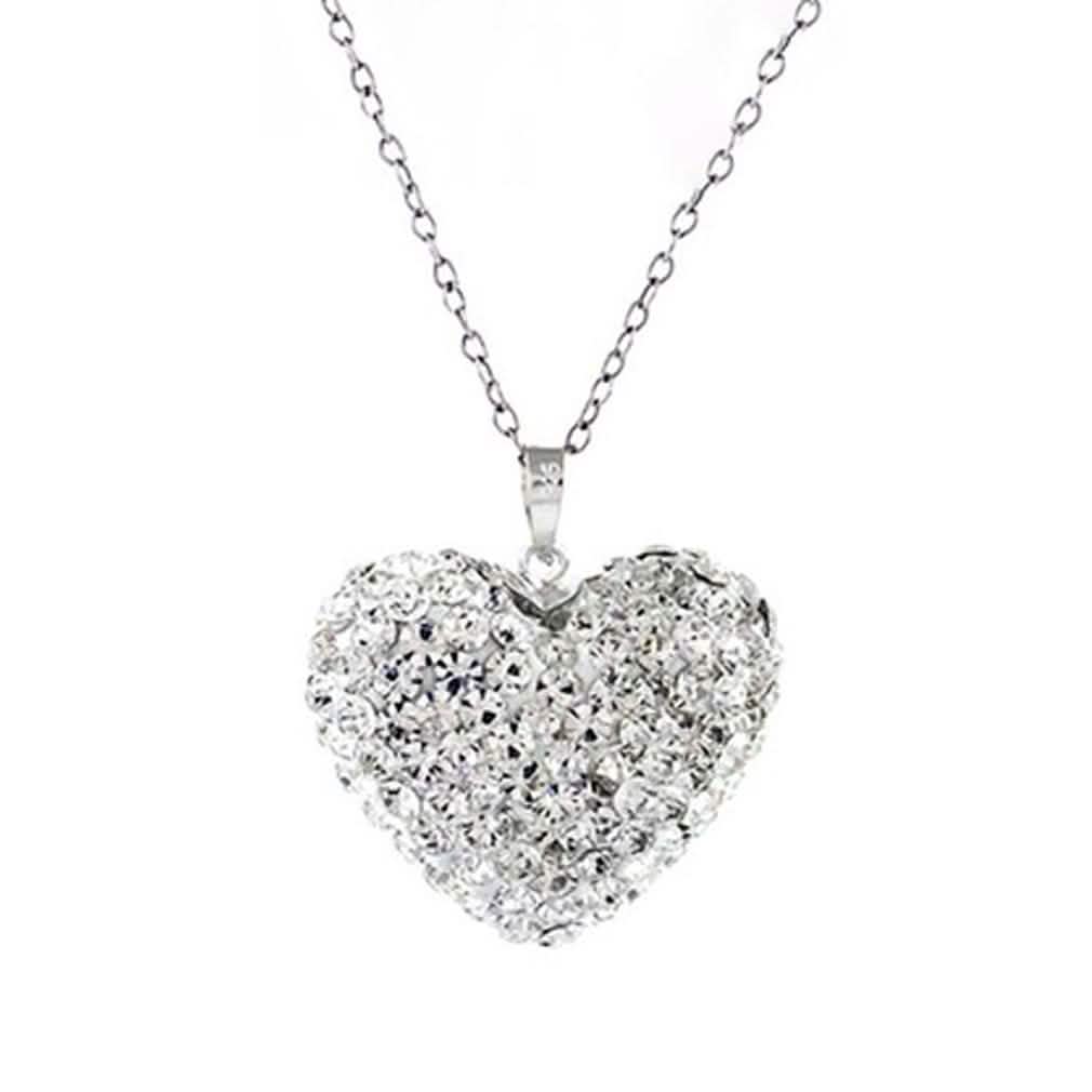 Bubble Heart Pendant in Solid Sterling Silver Made with Swarovski Elements