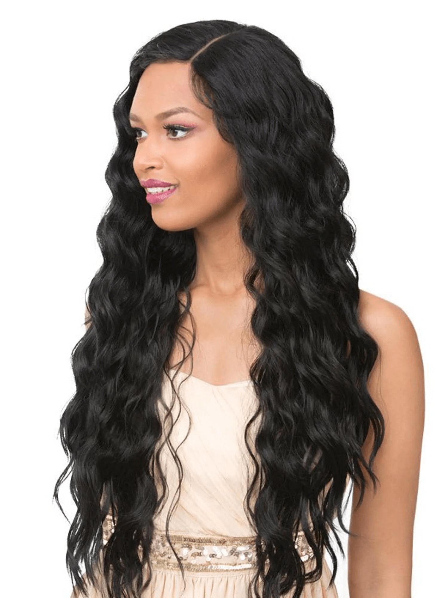 It's a Wig Ciao Bella 6" Deep Lace Part Heat Friendly Synthetic Wig, Black to Burgundy, Color TTPMIST99J