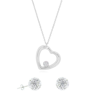Crystal Heart Necklace and Stud Set