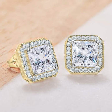 Crystal Princess Halo Stud Earrings