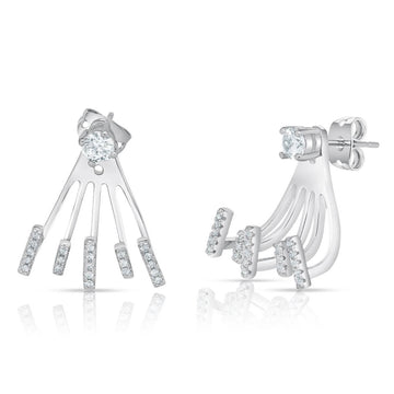 Cubic Zirconia Claw Design Earrings