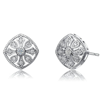 Cubic Zirconia Filigree Stud Earrings