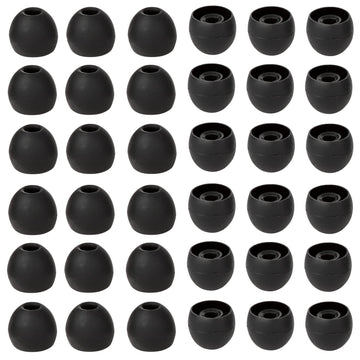 CYADCI 36 Pieces Large Earbud Tips Soft and Comfortable Silicone Earbud Tips Ear Bud Replacement Pieces Silicone Fit Most in-Ear Headphones，Inner Hole 3.8mm -5.5mm，Large Black Earbuds Silicone Tips