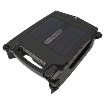 Solar Powered Robotic Pool Skimmer Automatic Swimming Pool Surface Cleaner with 2 Cleaning Modes Dual Charging Methods IPX7 Waterproof 1937sq.ft Cover