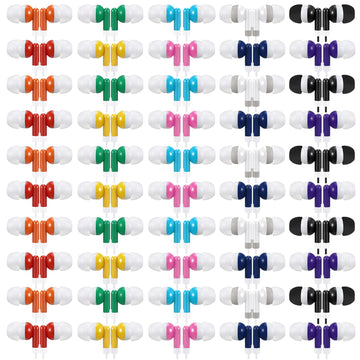 Saysurey 50 Pack Earbud Bulk Kid Headphone Earphone Earbud with Wire Individually Bagged for Classroom Student School Library(Multicolor)