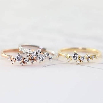 Delicate Cz Stackings Ring In 18Kt Gold
