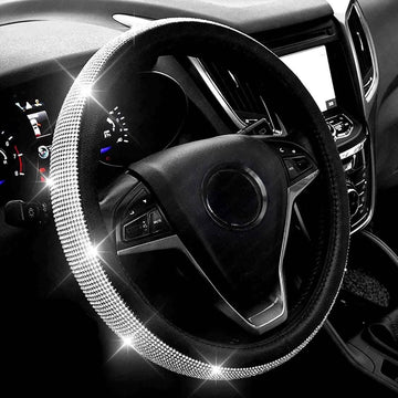 Diamond Leather Steering Wheel Cover with Bling Bling Crystal Rhinestones