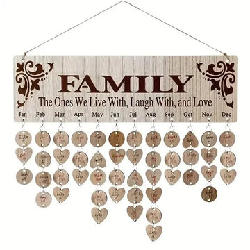 DIY Wooden Family Birthday Board Hanging Sign Pendant