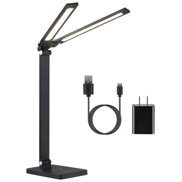 Double Head Desk Lamp with Wireless Charging USB Port