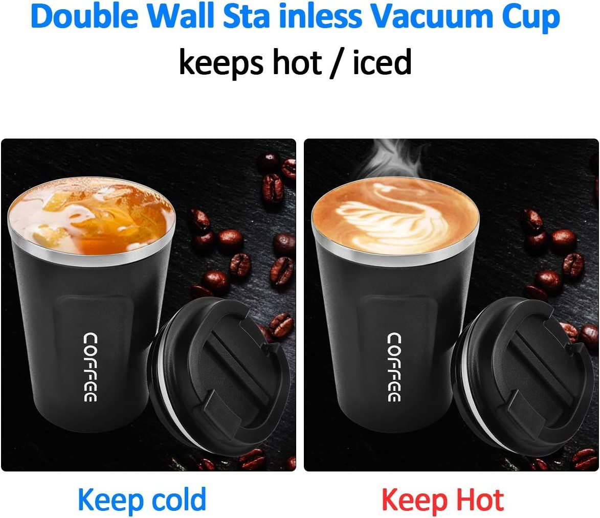 12 oz Stainless Steel Vacuum Insulated Tumbler - Coffee Travel Mug Spill Proof with Lid - T hermos Cup for Keep Hot/Ice Coffee; Tea and Beer