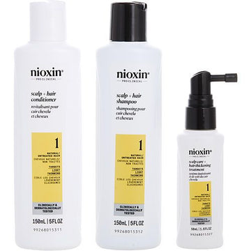 NIOXIN by Nioxin SET-3 PIECE FULL KIT SYSTEM 1 WITH CLEANSER SHAMPOO 5 OZ & SCALP THERAPY CONDITIONER 5 OZ & SCALP TREATMENT 1.7 OZ