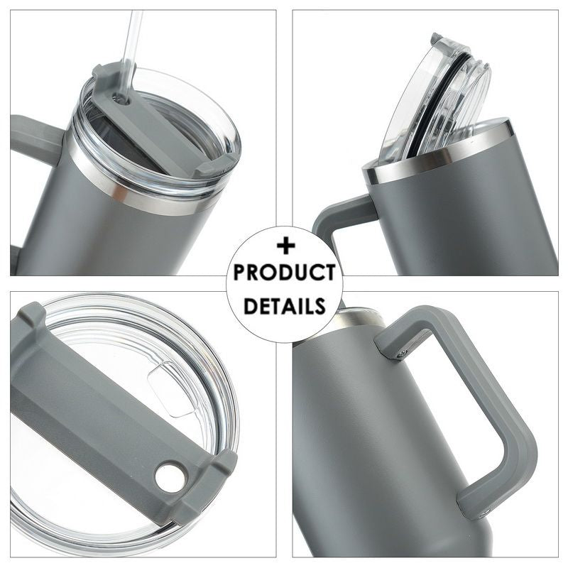 30OZ Straw Coffee Insulation Cup With Handle Portable Car Stainless Steel Water Bottle LargeCapacity Travel B PA F ree Thermal Mug
