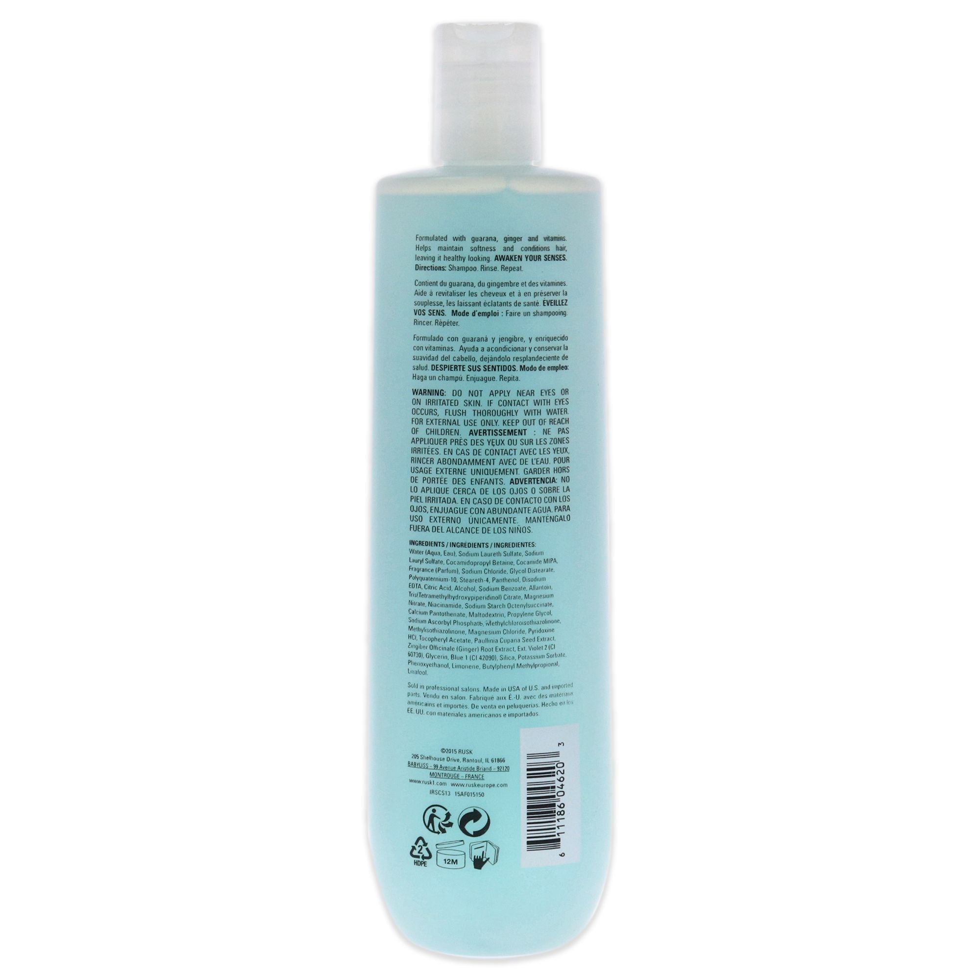 Sensories Calm Guarana and Ginger Nourishing Shampoo by Rusk for Unisex - 13.5 oz Shampoo