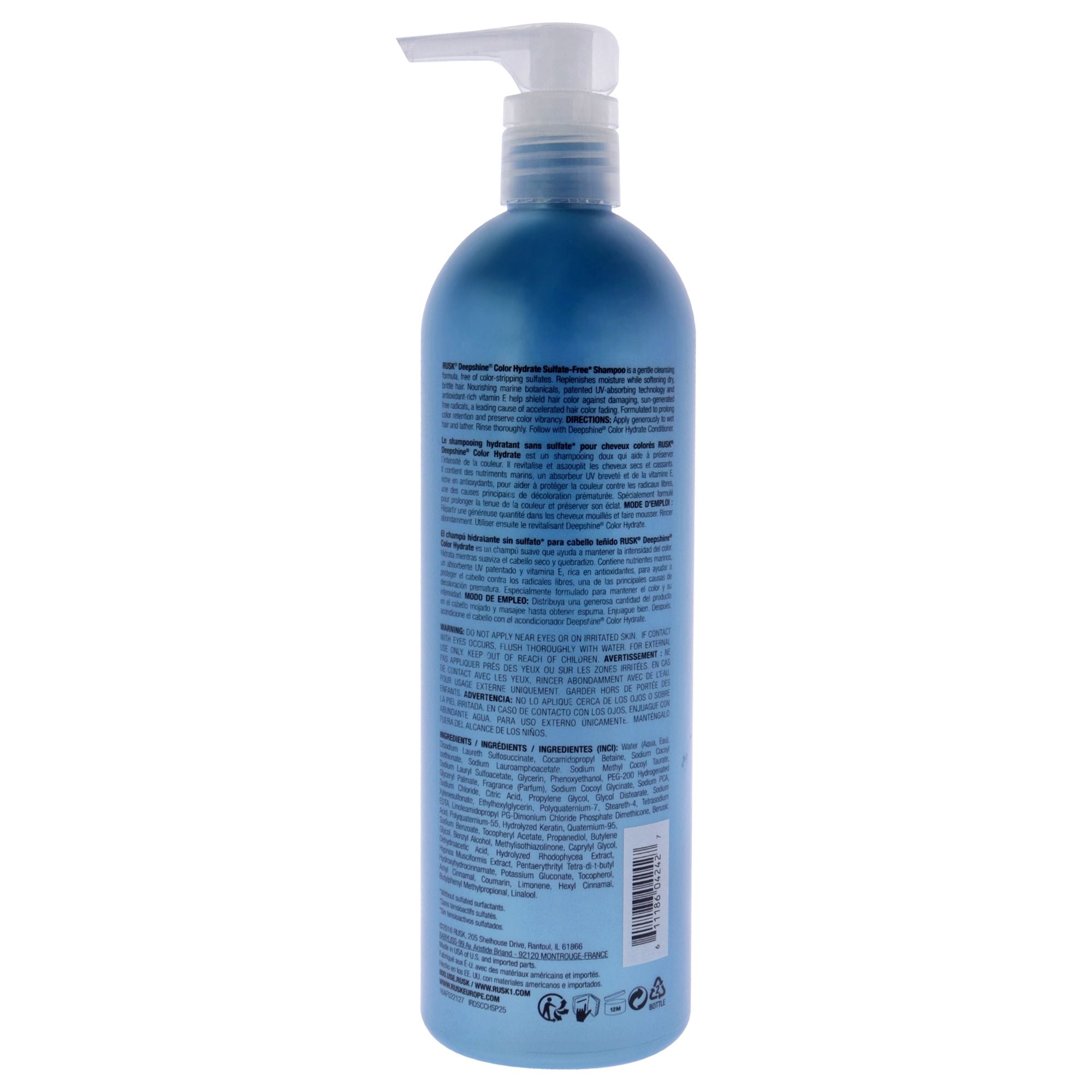 Deepshine Color Hydrate Sulfate-Free Shampoo by Rusk for Unisex - 25 oz Shampoo