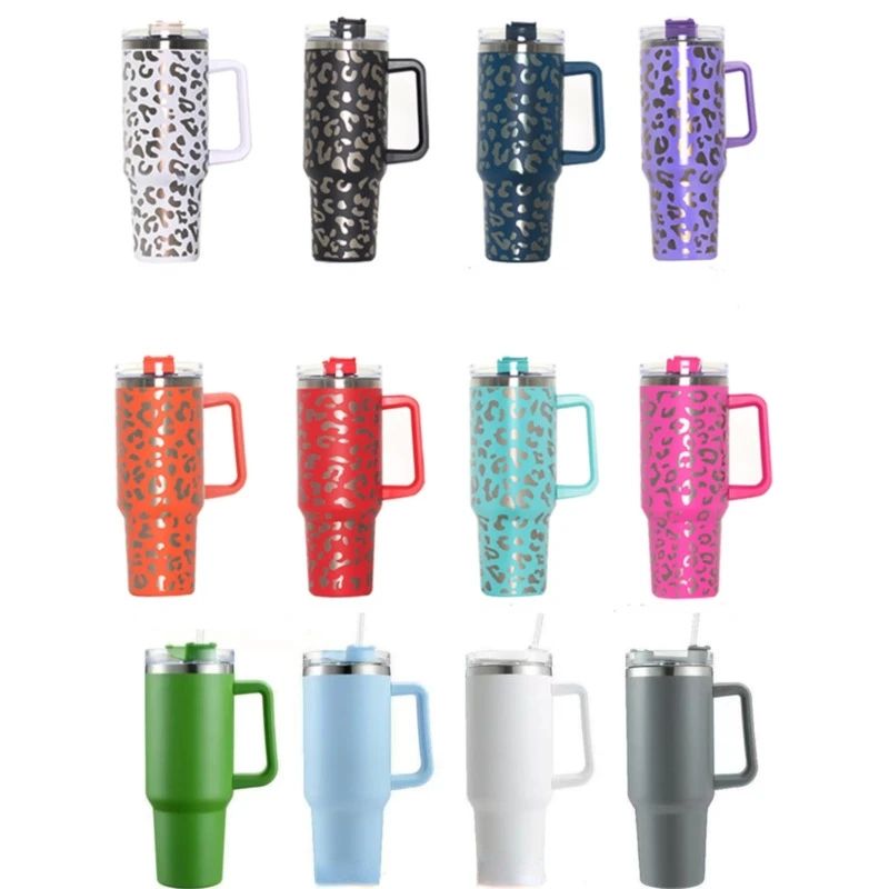 40oz Adventure Quencher Tumbler T hermos Vacuum Cups With Handle Stainless Steel Travel Water Cup Stay Ice Cold Car Coffee Mug