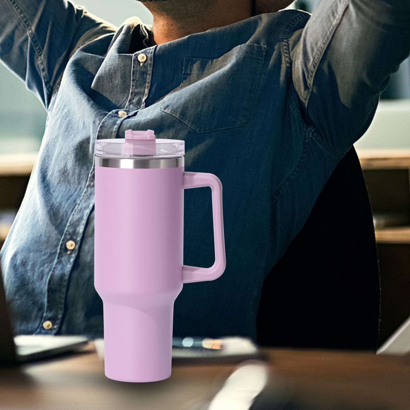 40oz large capacity tumbler, With Handle And Straw Lid, Insulated Reusable Stainless Steel Water Bottles Travel Mug Coffee Cup car cup water cup For Men Women Outdoor Camping Driving,  gift