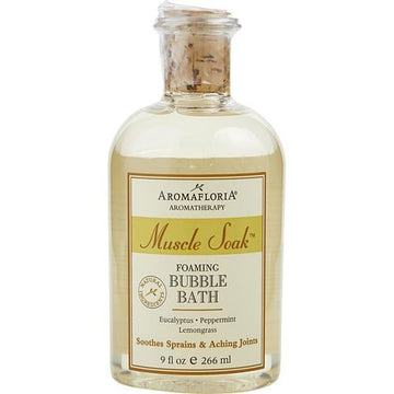 MUSCLE SOAK by Aromafloria FOAMING BUBBLE BATH 9 OZ BLEND OF EUCALYPTUS, PEPPERMINT, LEMONGRASS