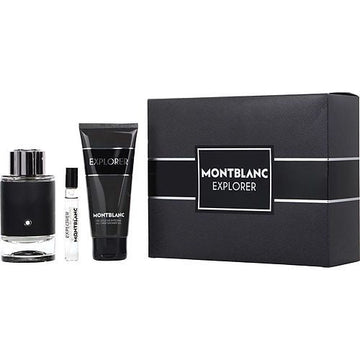 MONT BLANC EXPLORER by Mont Blanc EAU DE PARFUM SPRAY 3.3 OZ & SHOWER GEL 3.3 OZ & EAU DE PARFUM SPRAY 0.25 OZ MINI