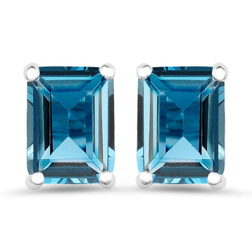 3.90 Carat Genuine London Blue Topaz .925 Sterling Silver Earrings