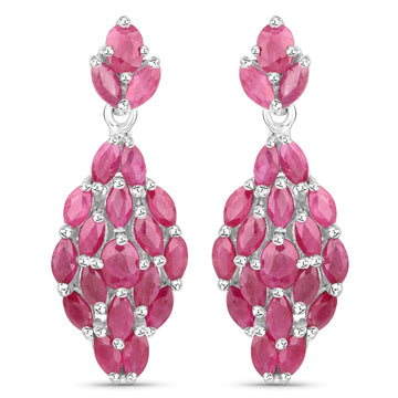 4.12 Carat Genuine Ruby .925 Sterling Silver Earrings