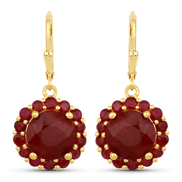 11.37 Carat Dyed Ruby and Ruby .925 Sterling Silver Earrings