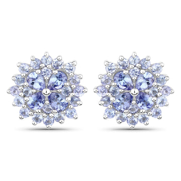 2.52 Carat Genuine Tanzanite .925 Sterling Silver Earrings