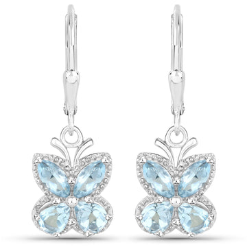 2.60 Carat Genuine Blue Topaz .925 Sterling Silver Earrings