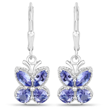 2.08 Carat Genuine Tanzanite .925 Sterling Silver Earrings