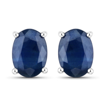 1.90 Carat Genuine Blue Sapphire 14K White Gold Earrings
