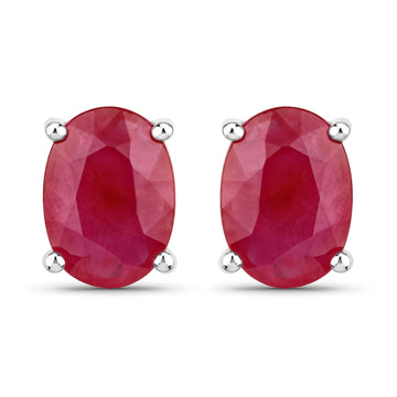 1.70 Carat Genuine Ruby 14K White Gold Earrings