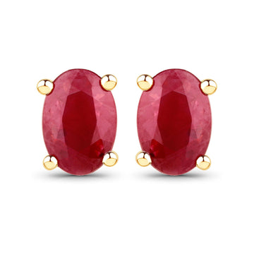 0.96 Carat Genuine Ruby 14K Yellow Gold Earrings